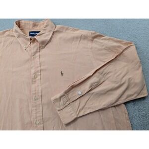 Ralph Lauren Golf Shirt Classic Fit Button Down Chambray Long Sleeve Peach XL